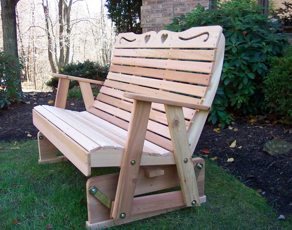 5' Cedar Royal Country Hearts Rocking Glider - YuppyCollections