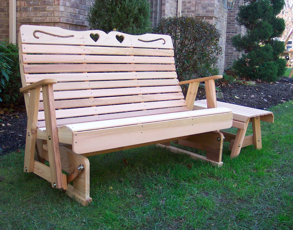 5' Cedar Royal Country Hearts Rocking Glider - YuppyCollections