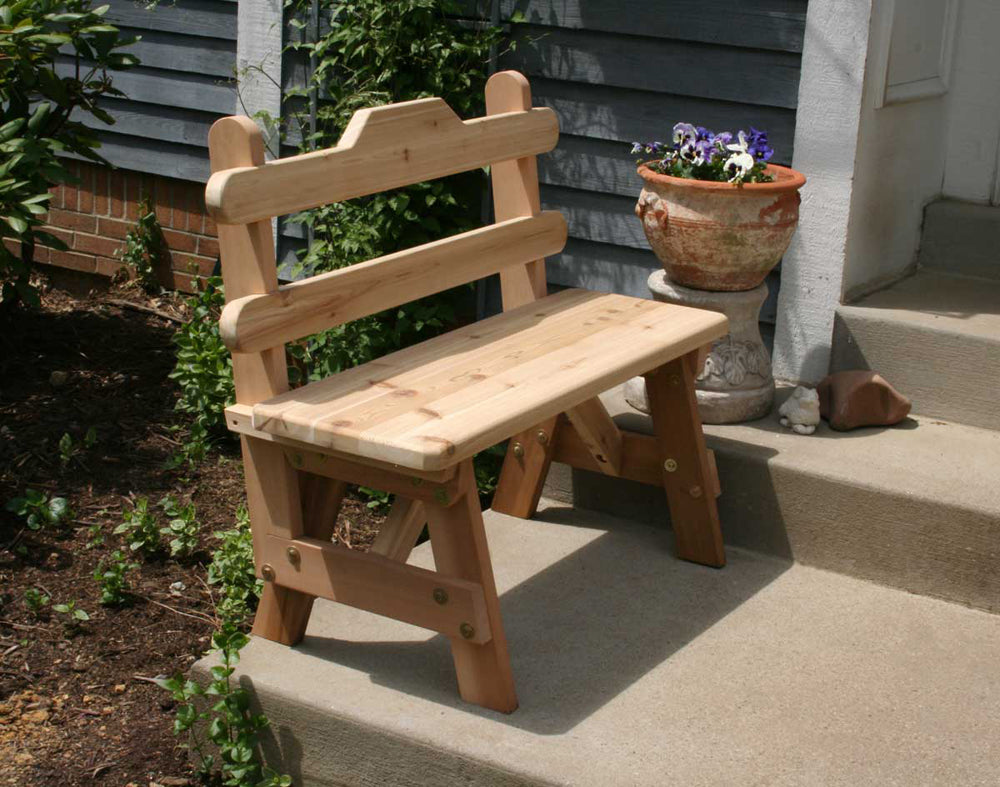 3' Cedar Tab Back Bench - YuppyCollections