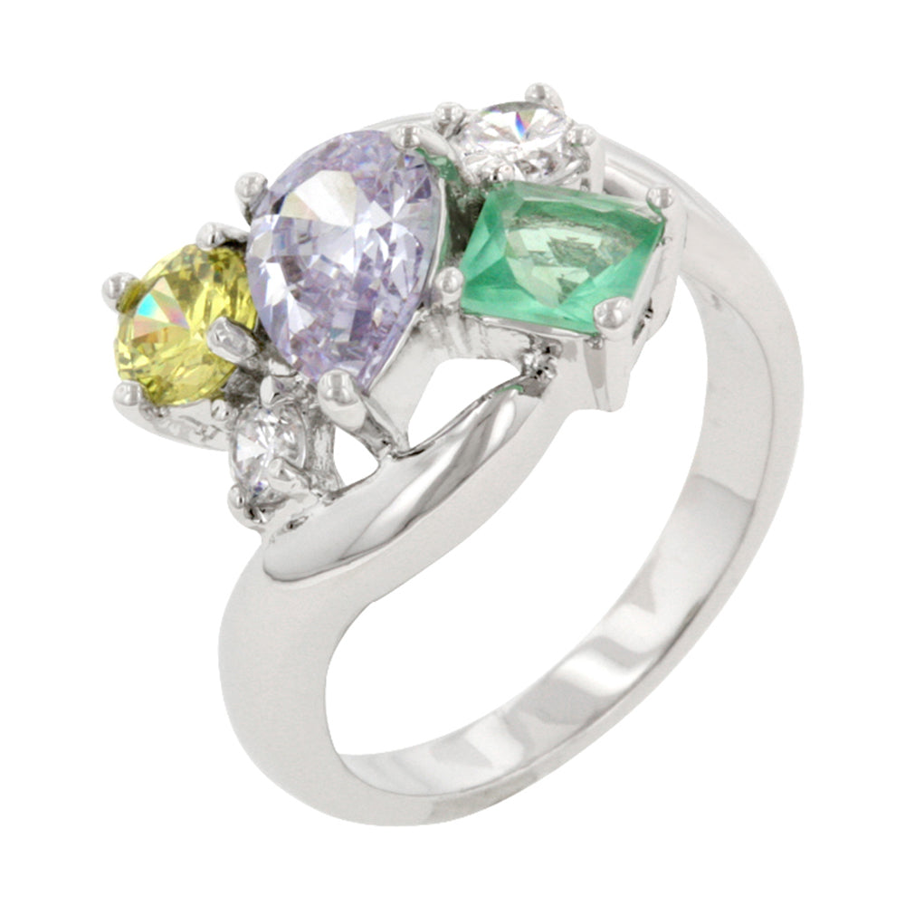 Bejeweled Cluster Cocktail Ring Size 6 - YuppyCollections