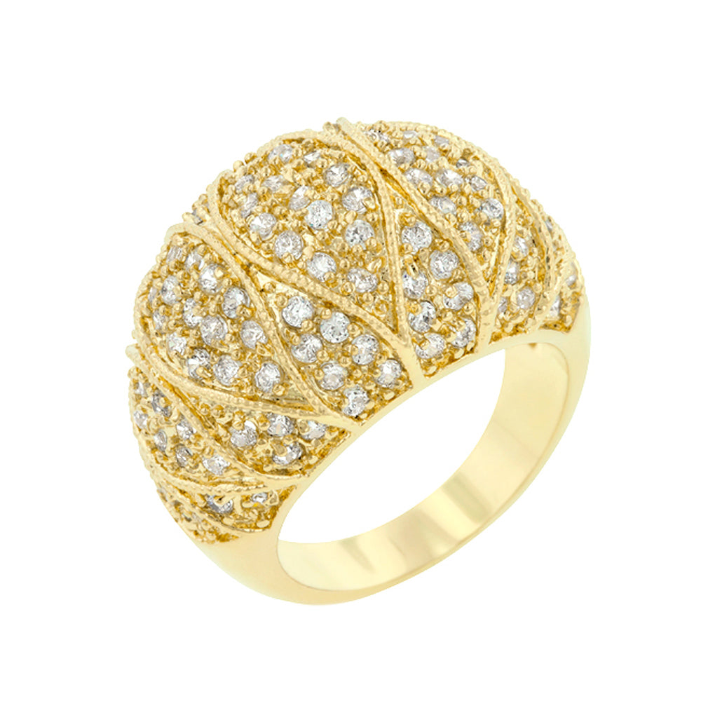 Goldeneye Clear Cubic Zirconia Cocktail Ring Size 8 - YuppyCollections
