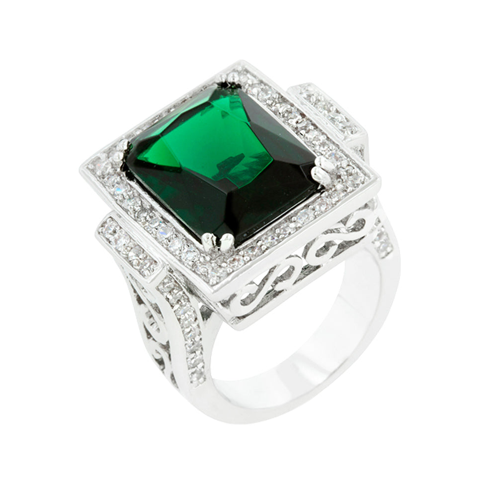 Emerald Green Classic Cocktail Ring Size 6 - YuppyCollections