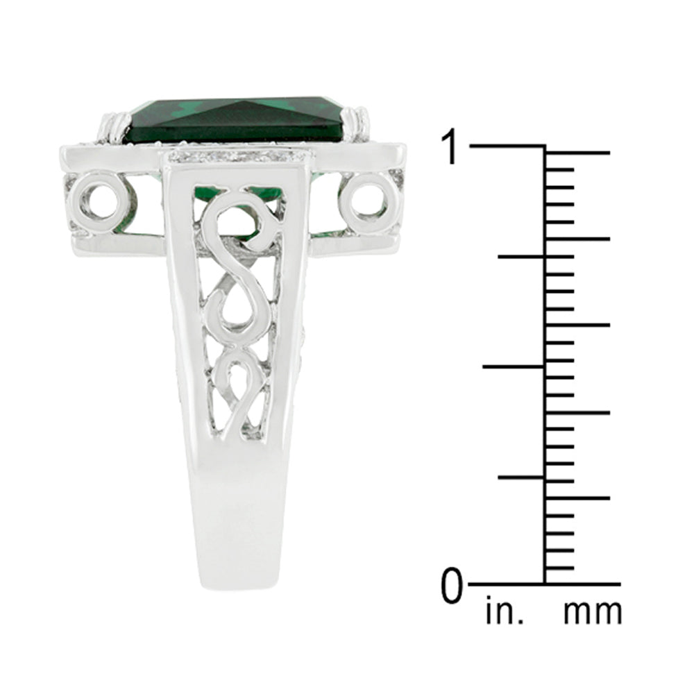 Emerald Green Classic Cocktail Ring Size 10 - YuppyCollections