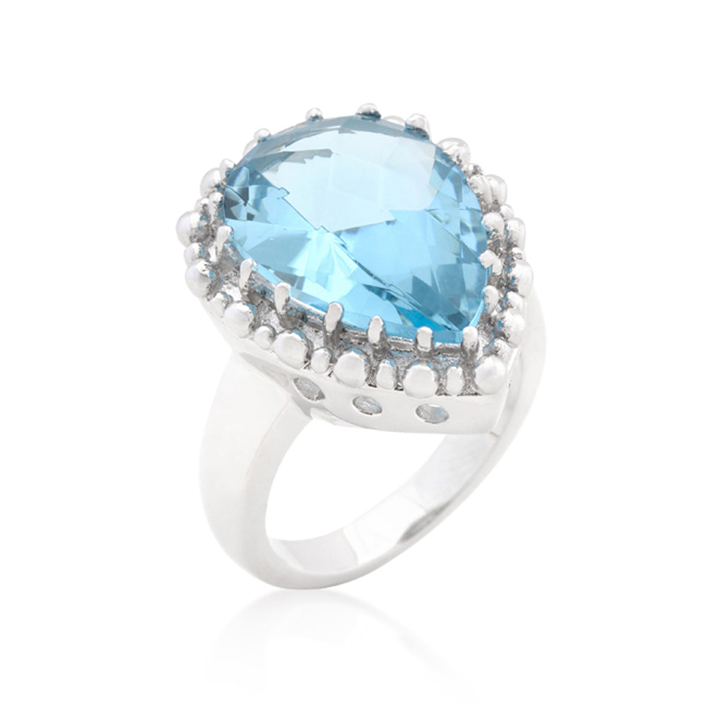 Solitaire Blue Topaz Cocktail Ring Size 8 - YuppyCollections