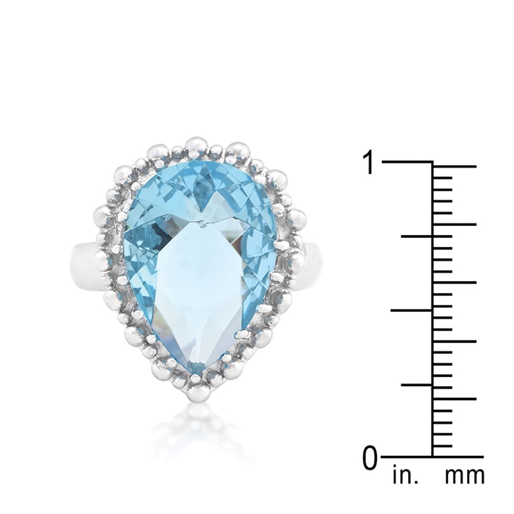 Solitaire Blue Topaz Cocktail Ring Size 8 - YuppyCollections