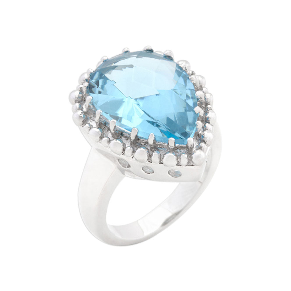 Solitaire Blue Topaz Cocktail Ring Size 10 - YuppyCollections