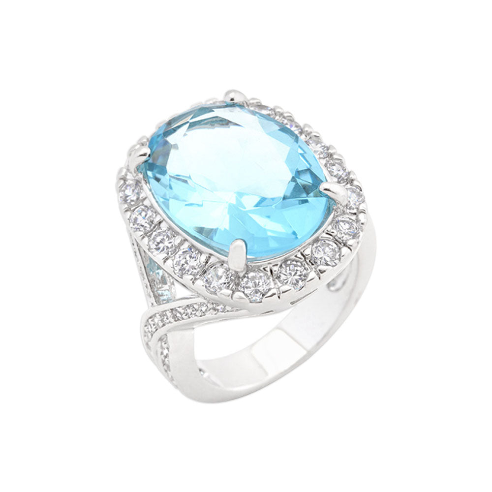 Oval Blue Topaz Cocktail Ring Size 5 - YuppyCollections