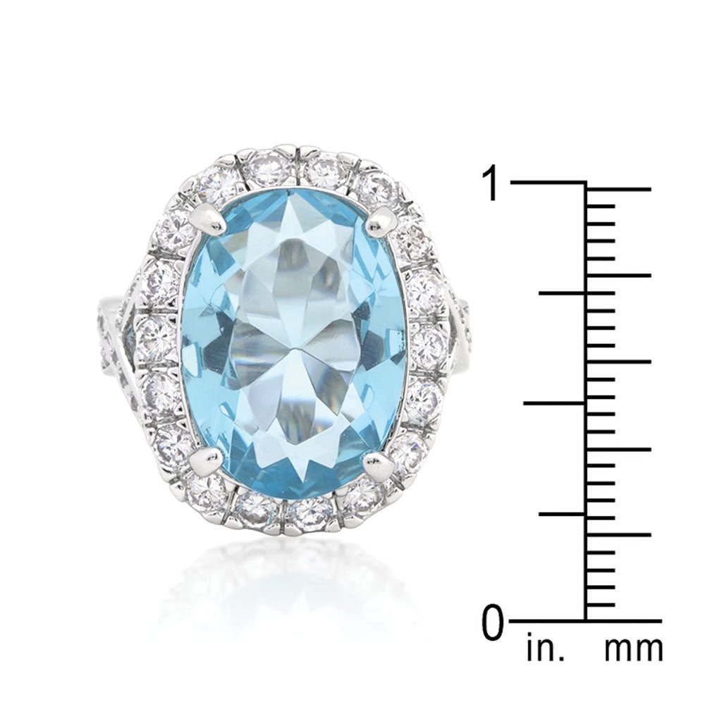 Oval Blue Topaz Cocktail Ring Size 5 - YuppyCollections