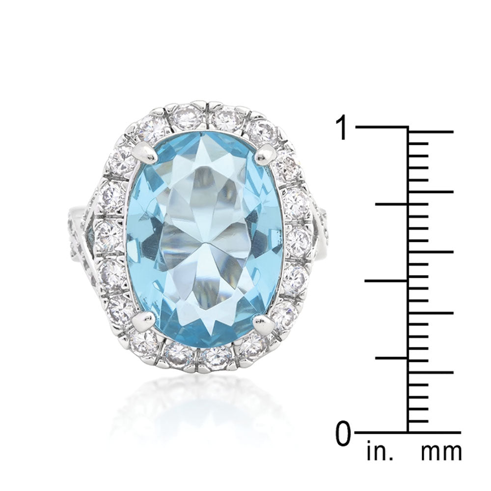 Oval Blue Topaz Cocktail Ring Size 6 - YuppyCollections