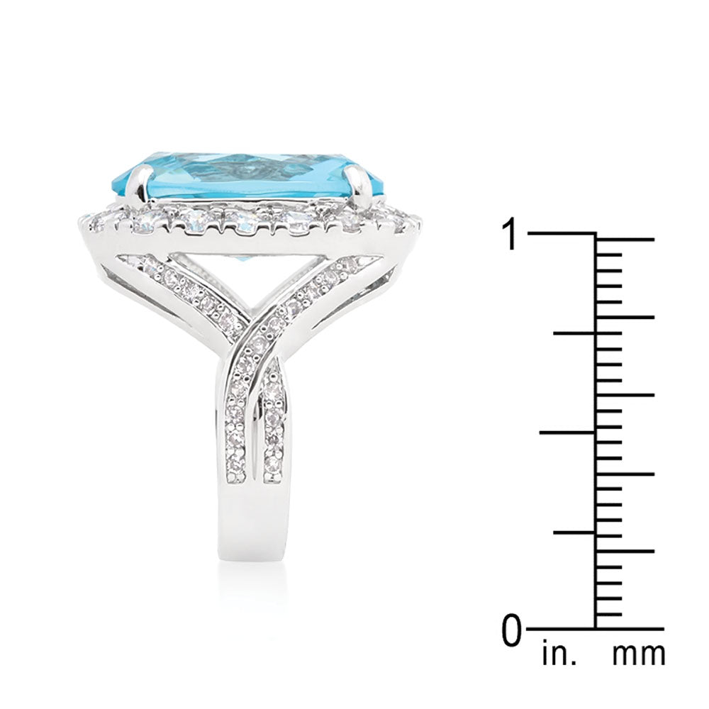 Oval Blue Topaz Cocktail Ring Size 9 - YuppyCollections
