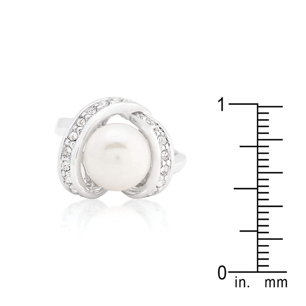 Single Pearl Cocktail Ring Size 7 - YuppyCollections