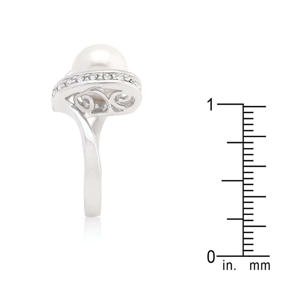 Single Pearl Cocktail Ring Size 7 - YuppyCollections