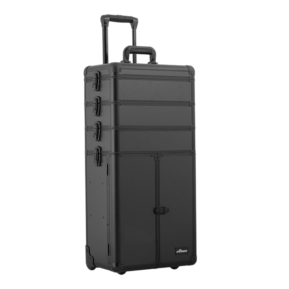 Black Smooth Trolley Makeup Case - I3365 - YuppyCollections