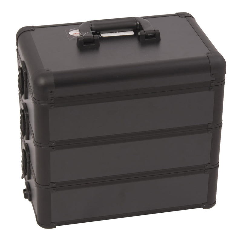 Black Smooth Trolley Makeup Case - I3365 - YuppyCollections