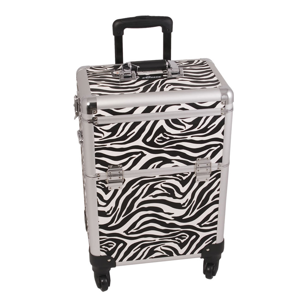 Zebra Trolley Makeup Case - I3761 - YuppyCollections