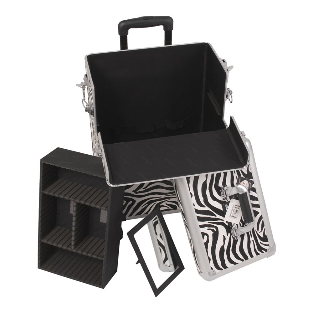 Zebra Trolley Makeup Case - I3761 - YuppyCollections