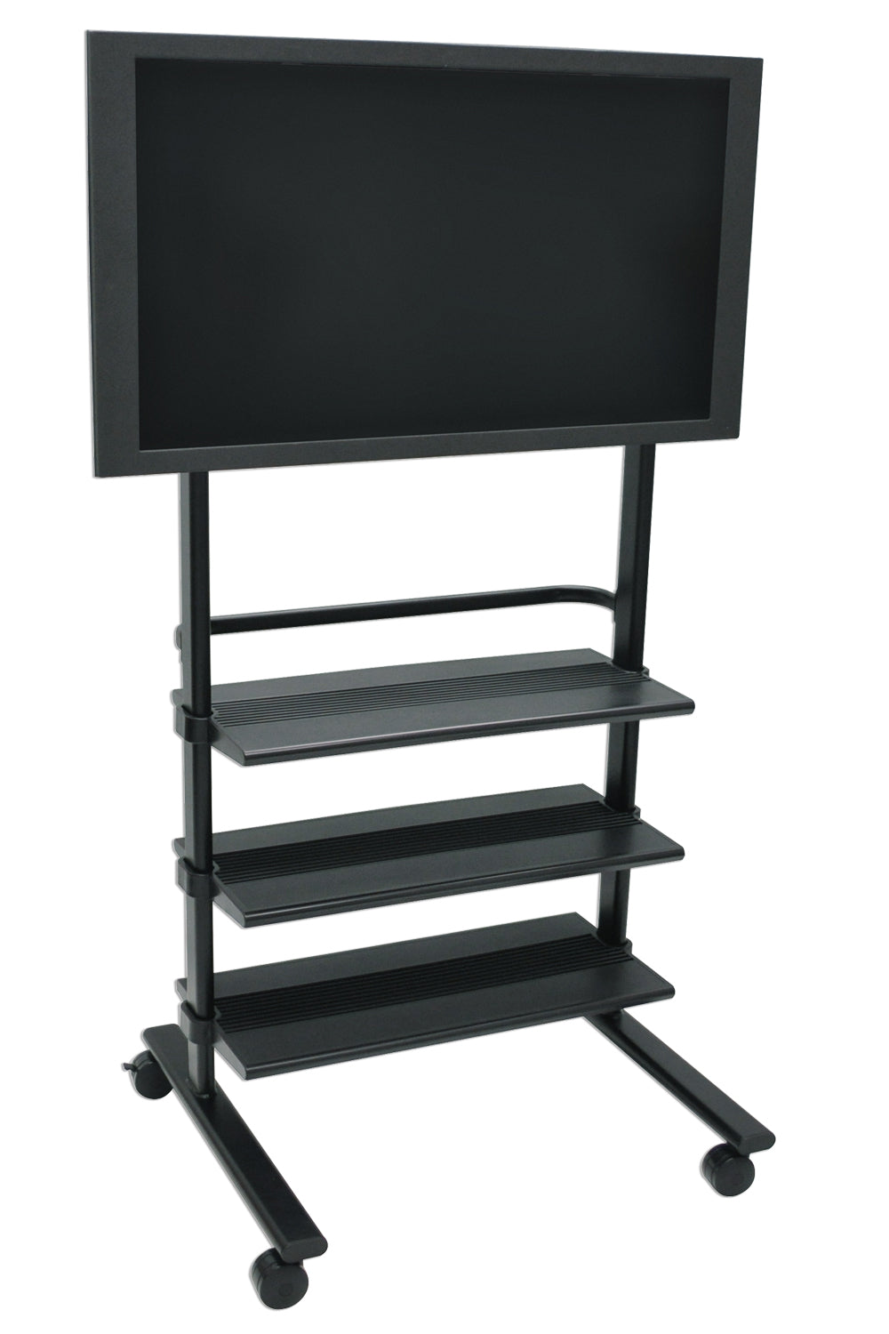 Luxor Heavy-Duty Universal Mobile Flat Panel TV Stand With Mounting Brackets Fit for Plasma / LCD Monitor, 3 Plastic Shelves, 3" Rolling Casters - YuppyCollections