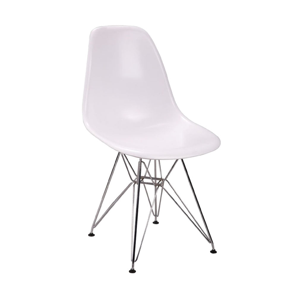 Paris Tower Side Chair Chrome Leg 2-Pack - White - YuppyCollections