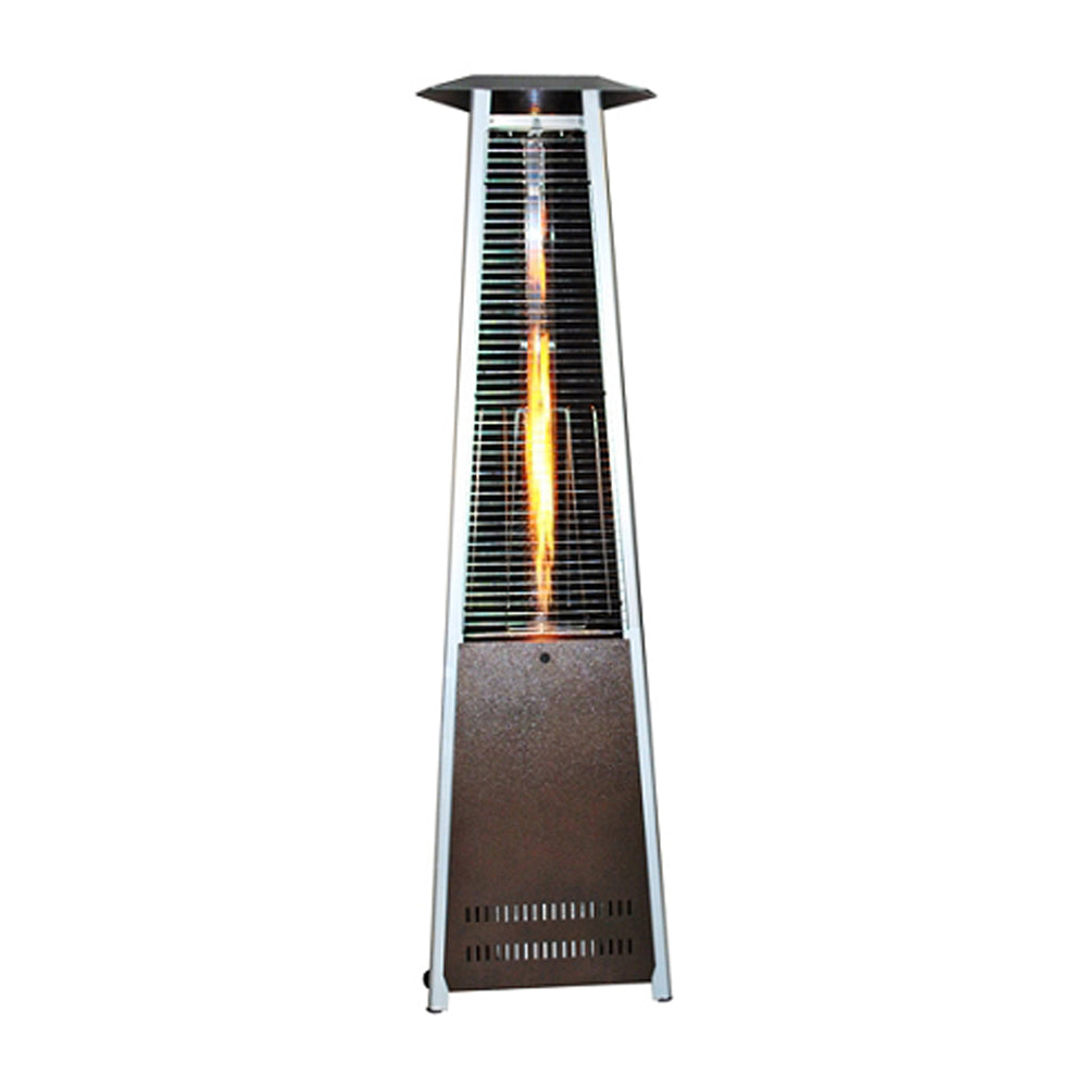 Contemporary Triangle Design Portable Propane Patio Heater with Decorative Variable Flame-Golden Hammered - YuppyCollections