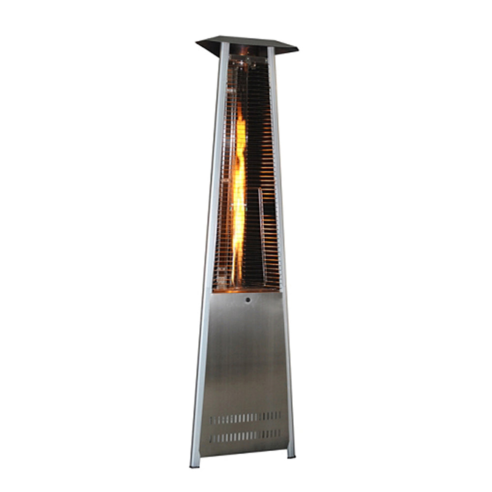 Contemporary Triangle Design Portable Propane Patio Heater with Decorative Variable Flame-Stainless Steel - YuppyCollections