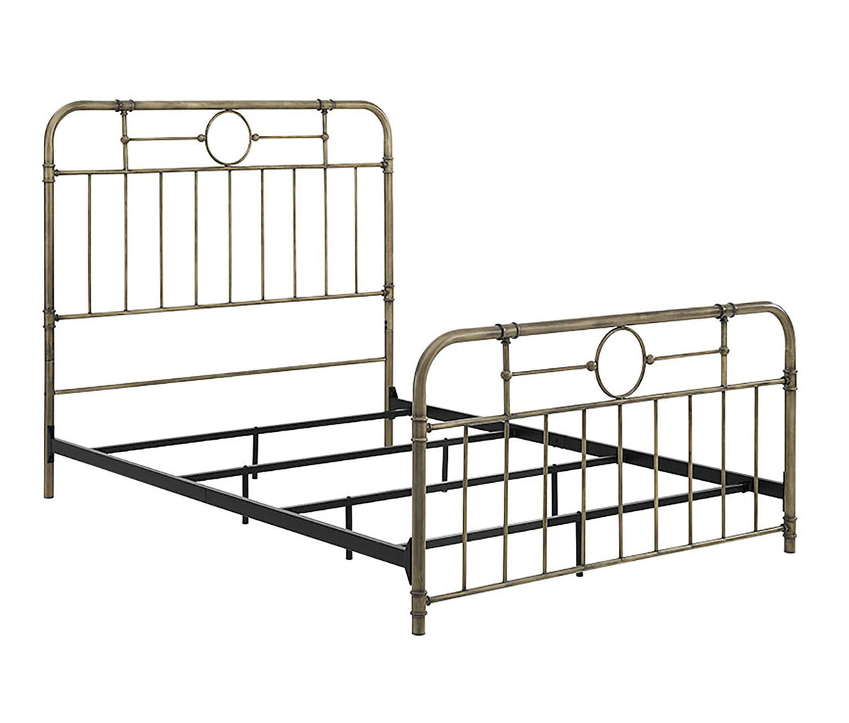 WE Furniture Queen Size Industrial Bronze Metal Pipe Design Bed - YuppyCollections