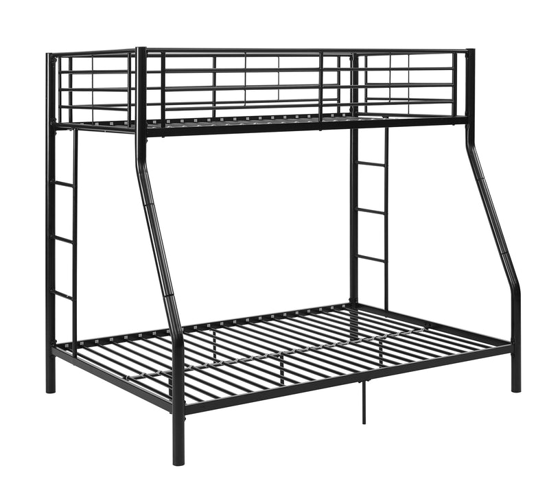 WE Furniture Kids Premium Sturdy Steel Frame Twin over Full Bunk Bed - Black - YuppyCollections