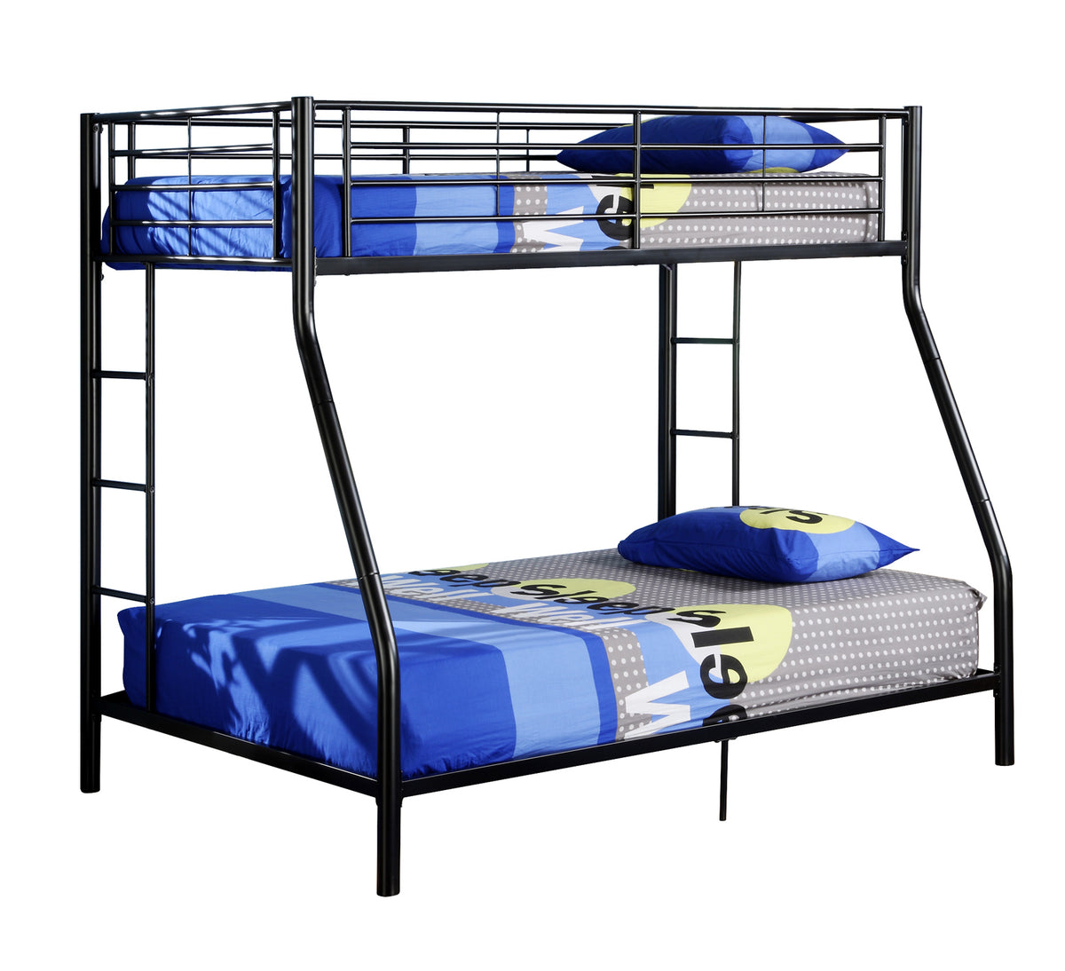 WE Furniture Kids Premium Sturdy Steel Frame Twin over Full Bunk Bed - Black - YuppyCollections