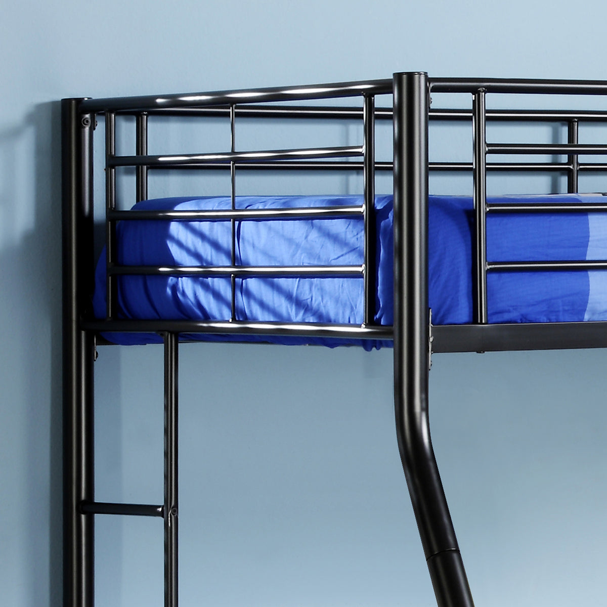 WE Furniture Kids Premium Sturdy Steel Frame Twin over Full Bunk Bed - Black - YuppyCollections