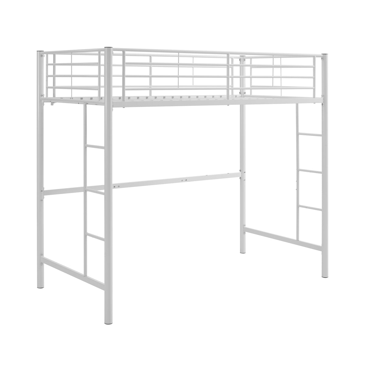 WE Furniture Kids Premium Sturdy Steel Frame Twin Loft Bed - White - YuppyCollections