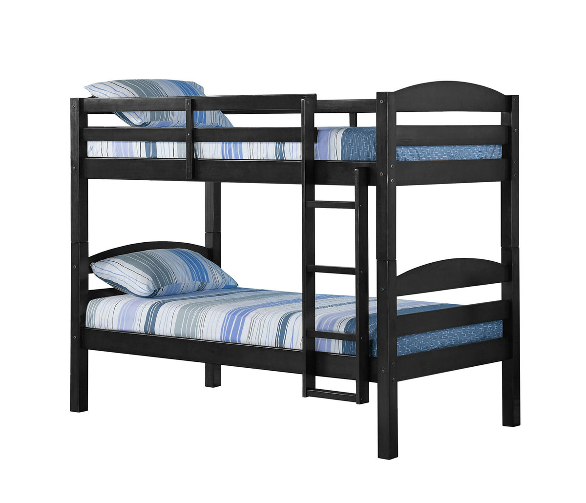 WE Furniture Kids Solid Wood Twin over Twin Bunk Bed - Black - YuppyCollections