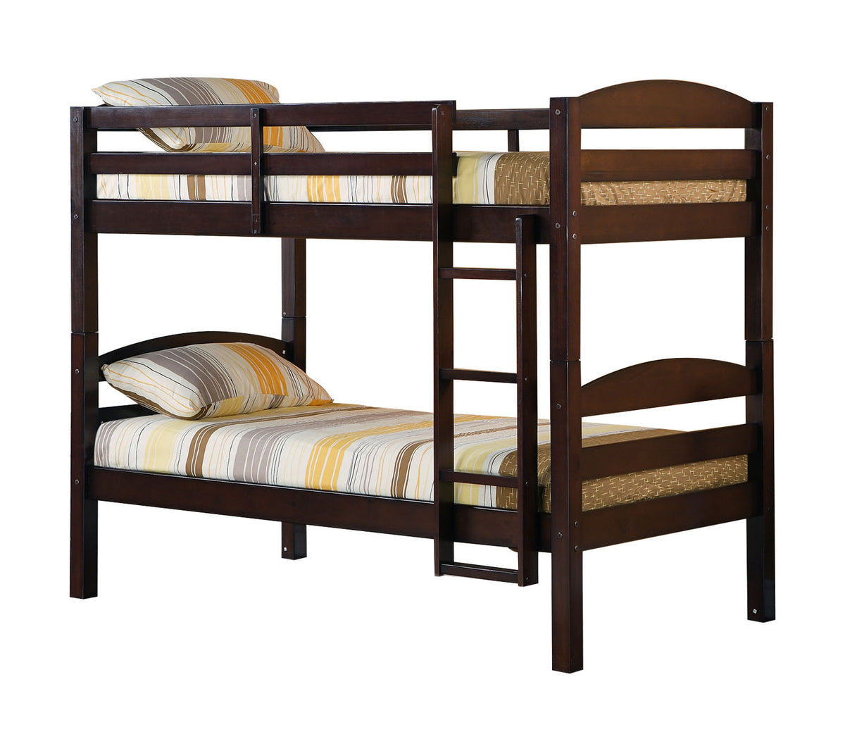 WE Furniture Kids Solid Wood Twin over Twin Bunk Bed - Espresso - YuppyCollections