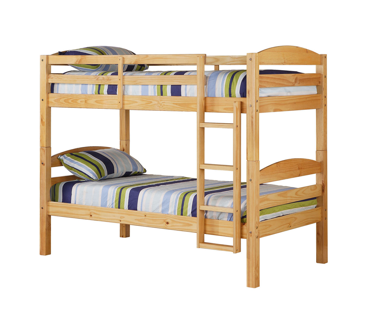 WE Furniture Kids Solid Wood Twin over Twin Bunk Bed - Natural - YuppyCollections