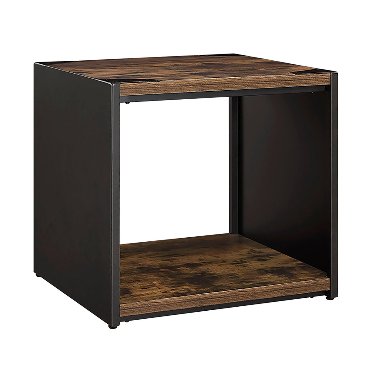 WE Furniture 24" Steel Plate and Wood Side Table - YuppyCollections