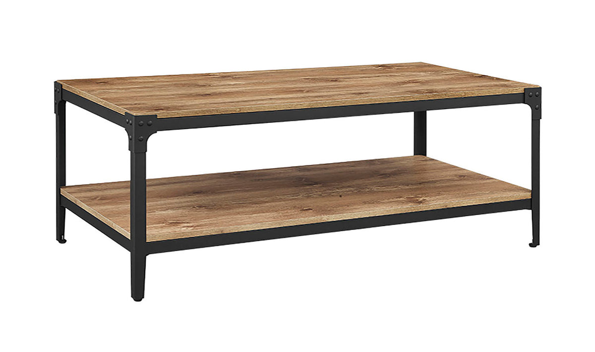 Angle Iron Rustic Wood Coffee Table - Barnwood - YuppyCollections