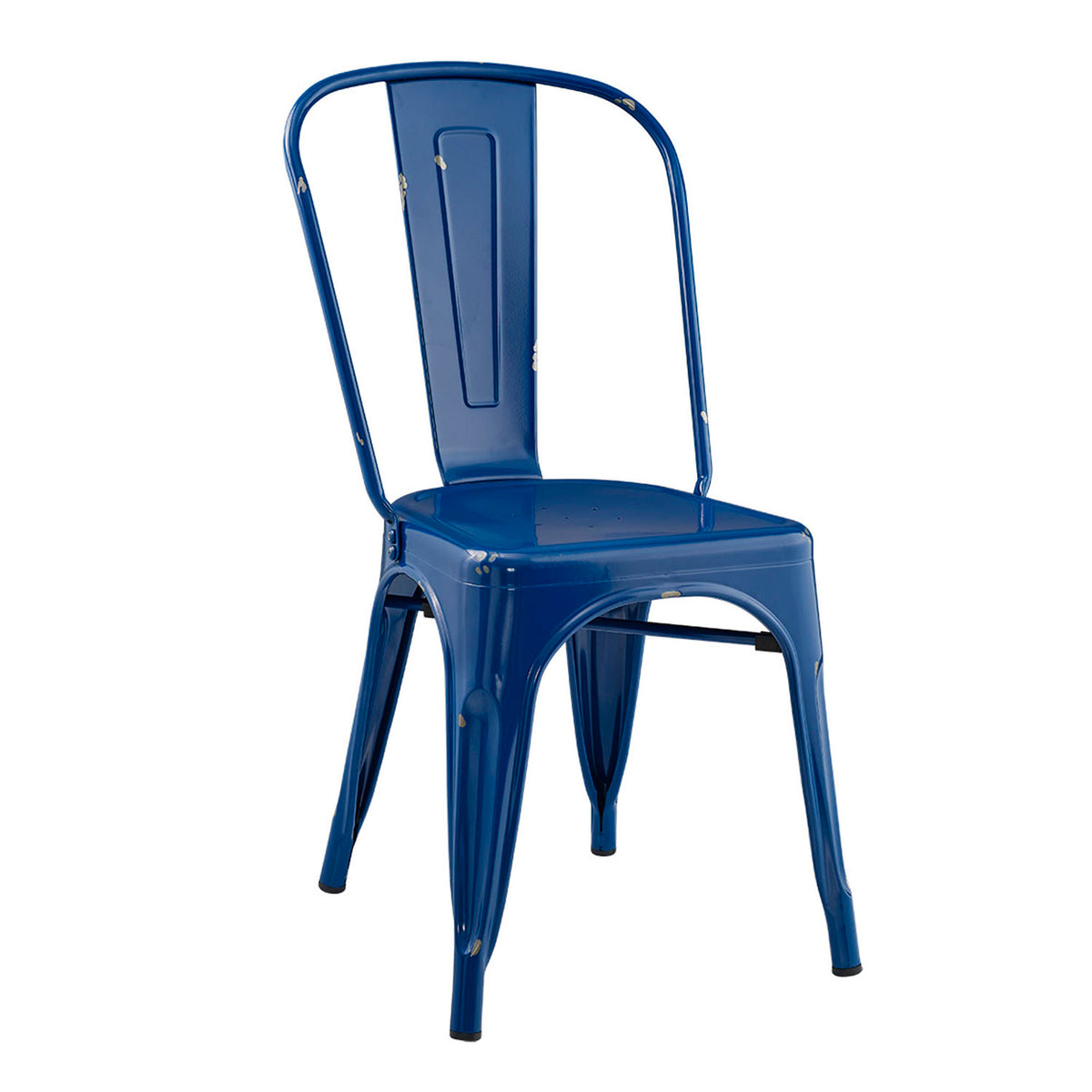 Stackable Metal Cafe Bistro Chair - Navy Blue - YuppyCollections