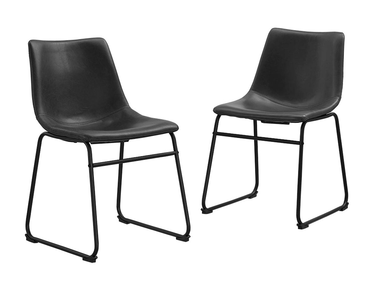 Faux Leather Dining Kitchen Chairs Set of 2 - Black - YuppyCollections