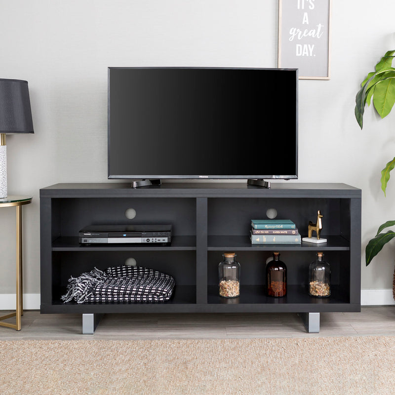 WE Furniture 58" Modern TV Console with Metal Legs - Black - YuppyCollections