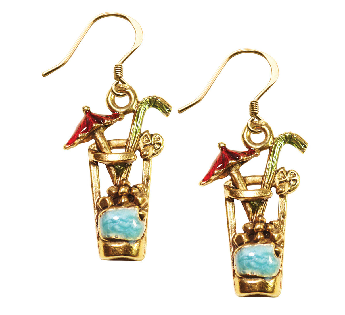 Cocktail Drink Charm Earrings in Gold - YuppyCollections