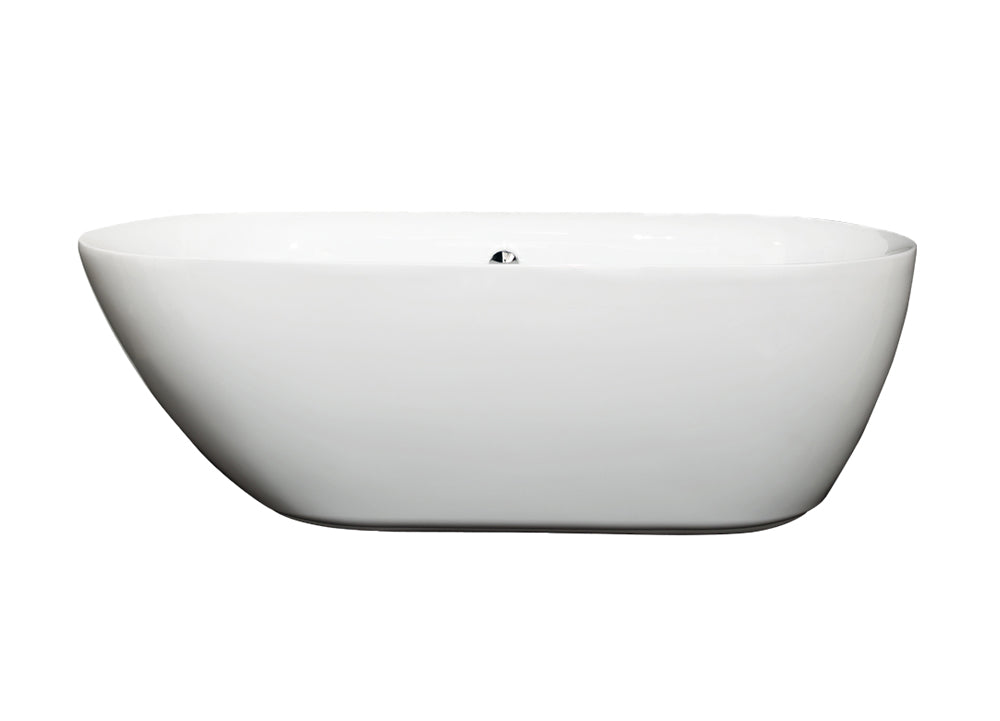 Wyndham Collection White 65" Soaking Bathtub with Chrome Drain - YuppyCollections