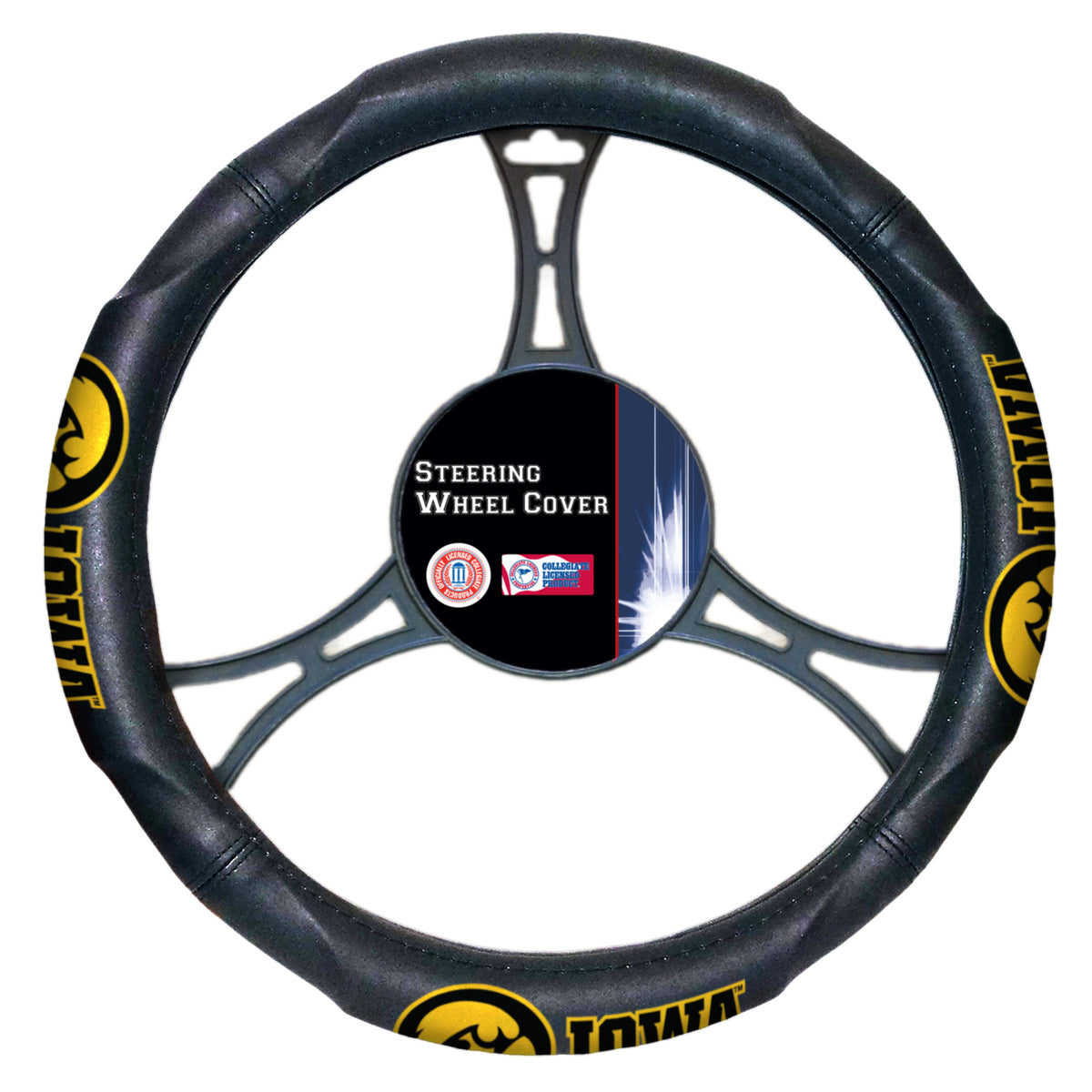 Iowa OFFICIAL Collegiate, Steering Wheel Cover (Made to fit 14.5"-15.5" steering wheels)  by The Northwest Company - YuppyCollections