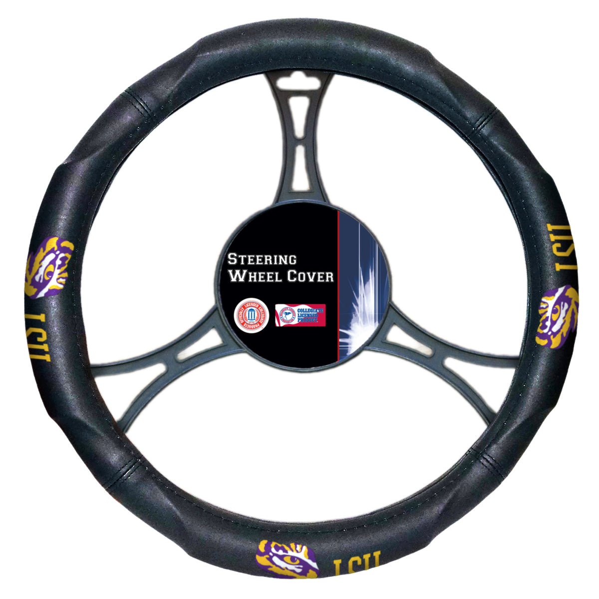 LSU OFFICIAL Collegiate, Steering Wheel Cover (Made to fit 14.5"-15.5" steering wheels)  by The Northwest Company - YuppyCollections