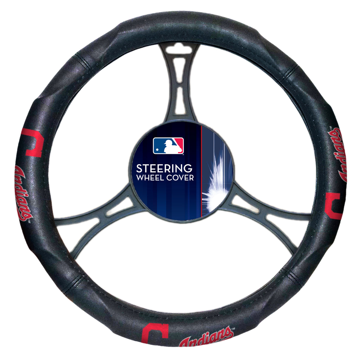 Indians OFFICIAL Major League Baseball, Steering Wheel Cover (Made to fit 14.5"-15.5" steering wheels)  by The Northwest Company - YuppyCollections