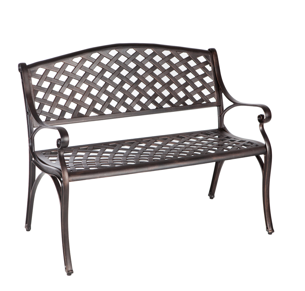 Antique Bronze Cast Aluminum Patio Bench - YuppyCollections