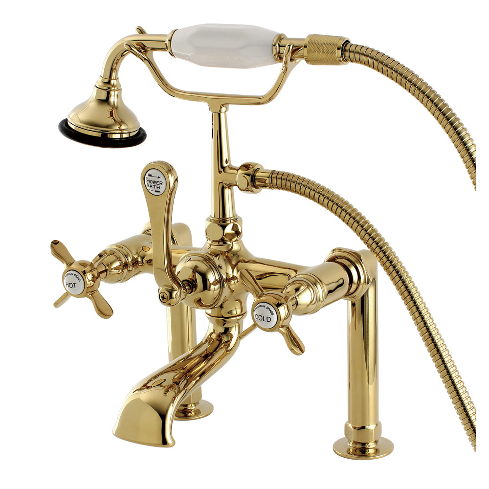 Aqua Vintage AE103T2BEX Essex Deck Mount Clawfoot Tub Faucet, Polished Brass - Polished Brass - YuppyCollections