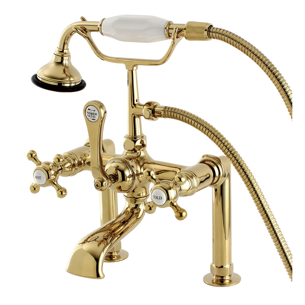 Aqua Vintage AE103T2BX English Country Deck Mount Clawfoot Tub Faucet, Polished Brass - Polished Brass - YuppyCollections