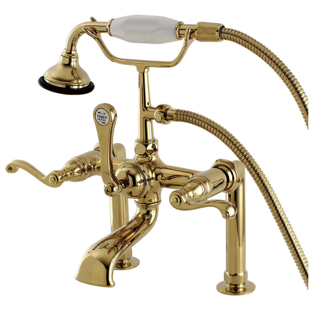 Aqua Vintage AE103T2FL Royale Deck Mount Clawfoot Tub Faucet, Polished Brass - Polished Brass - YuppyCollections