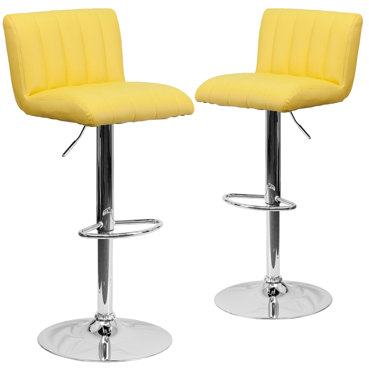 2 Pk. Contemporary Vinyl Adjustable Height Barstool with Chrome Base - YuppyCollections