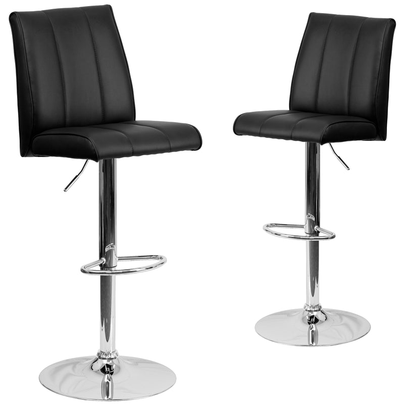 2 Pk. Contemporary Vinyl Adjustable Height Barstool with Chrome Base - YuppyCollections