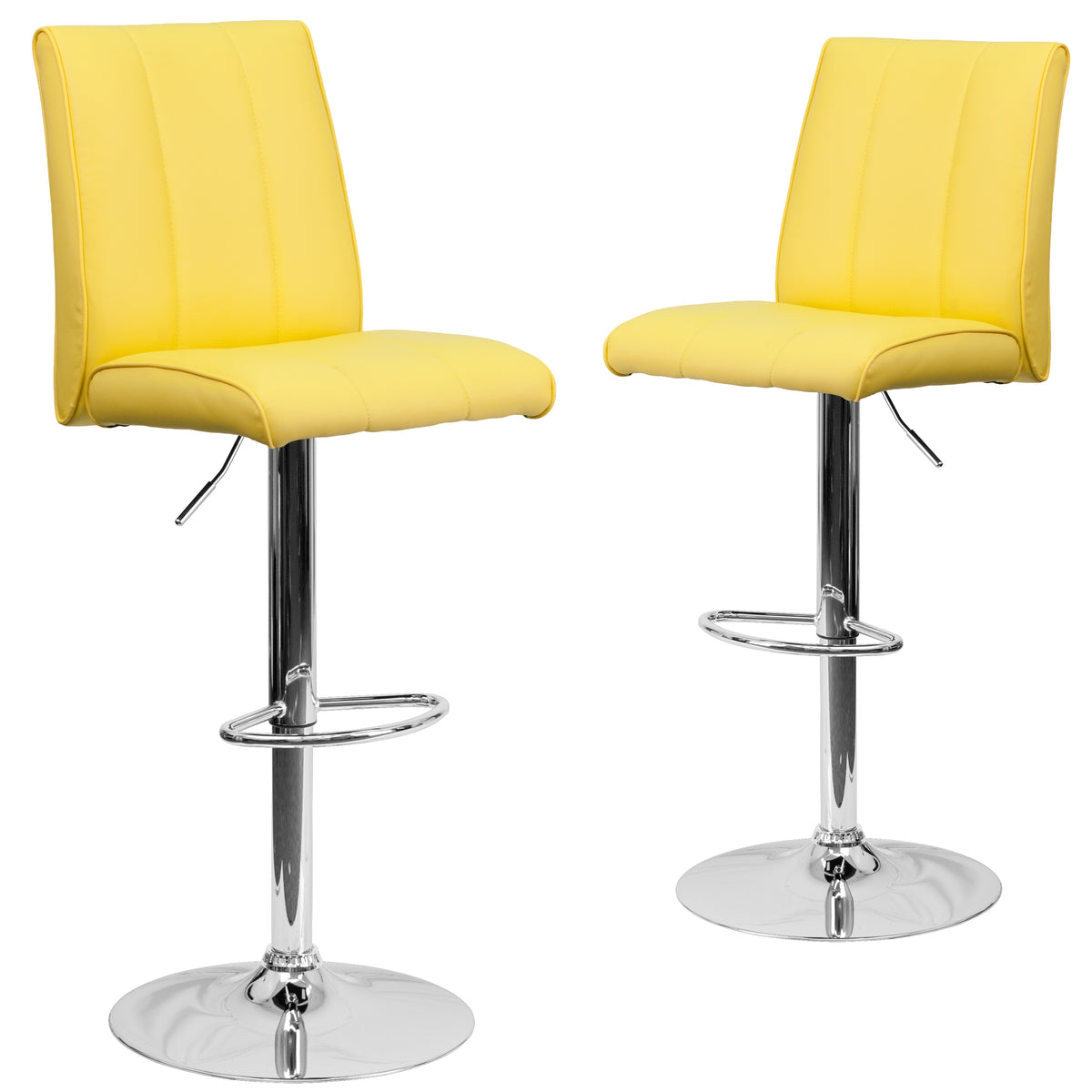 2 Pk. Contemporary Vinyl Adjustable Height Barstool with Chrome Base - YuppyCollections