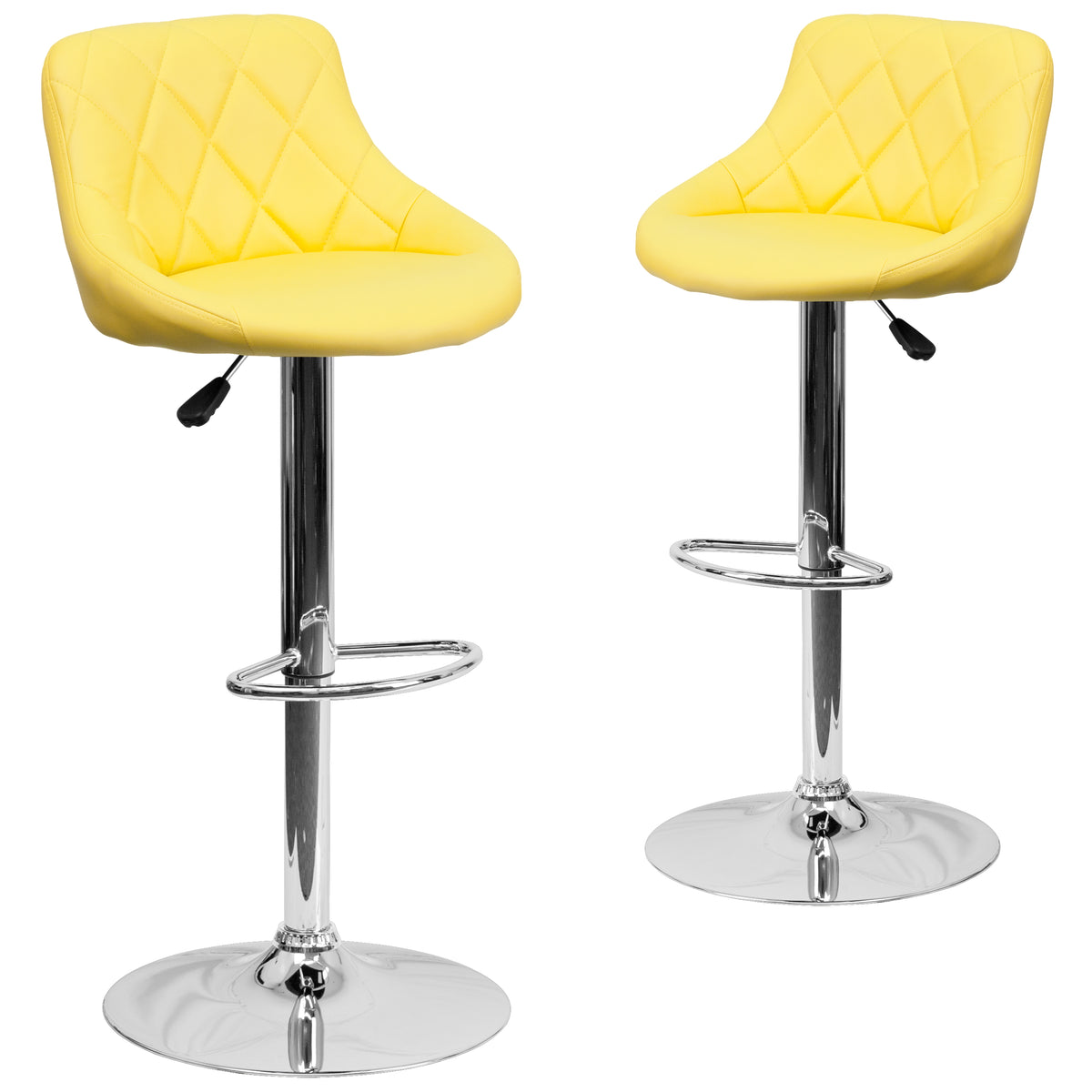 2 Pk. Contemporary Vinyl Bucket Seat Adjustable Height Barstool with Chrome Base - YuppyCollections